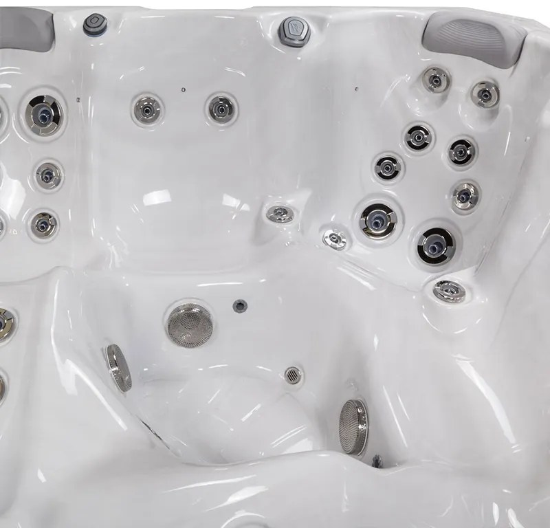 Minipiscina 5 persoane 218 218 cm alba cu hidromasaj, acril, Wellis, Palermo CityLife Deluxe