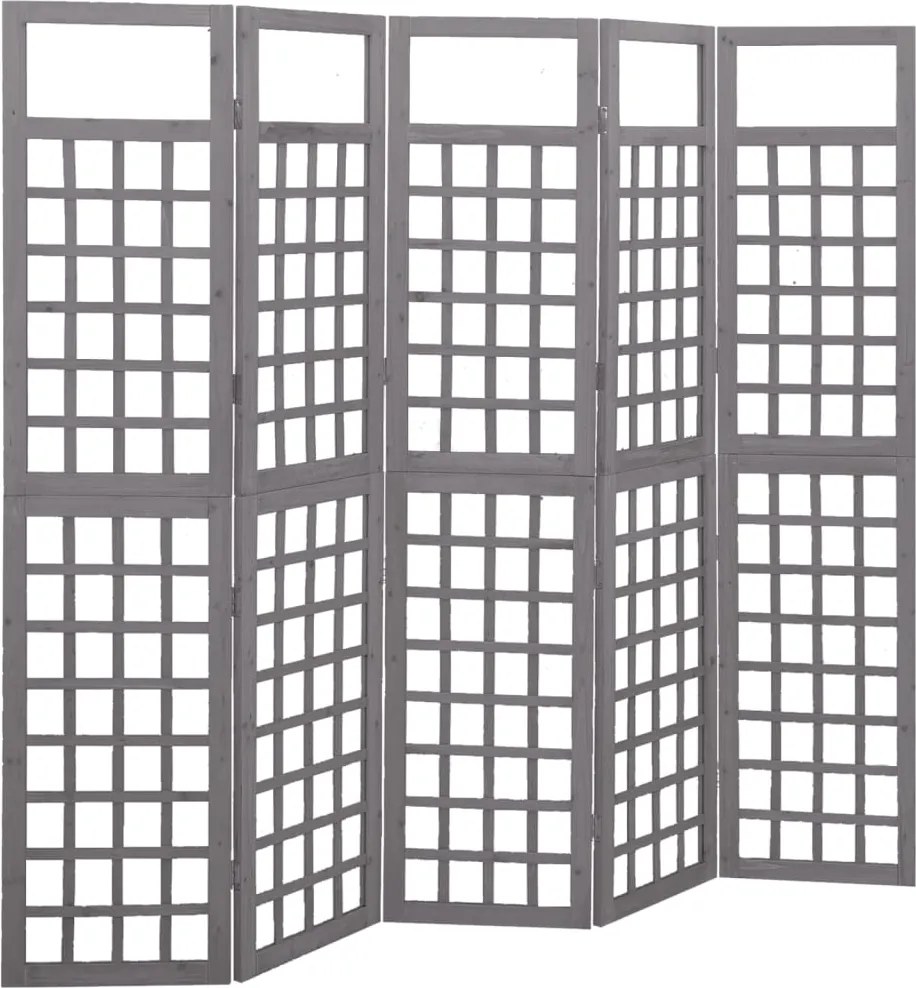 vidaXL Separator cameră cu 5 panouri gri 201,5x180 cm nuiele lemn brad