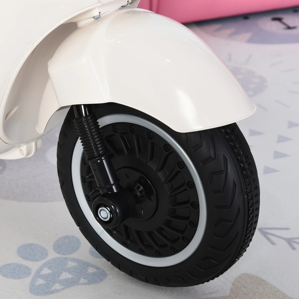 HOMCOM Motocicleta Jucarie cu Licenta Oficiala Vespa, pentru Copii 3+ Ani, cu 2 Roti Suplimentare, Lumini si Sunete, 108x49x75cm Roz | Aosom Romania