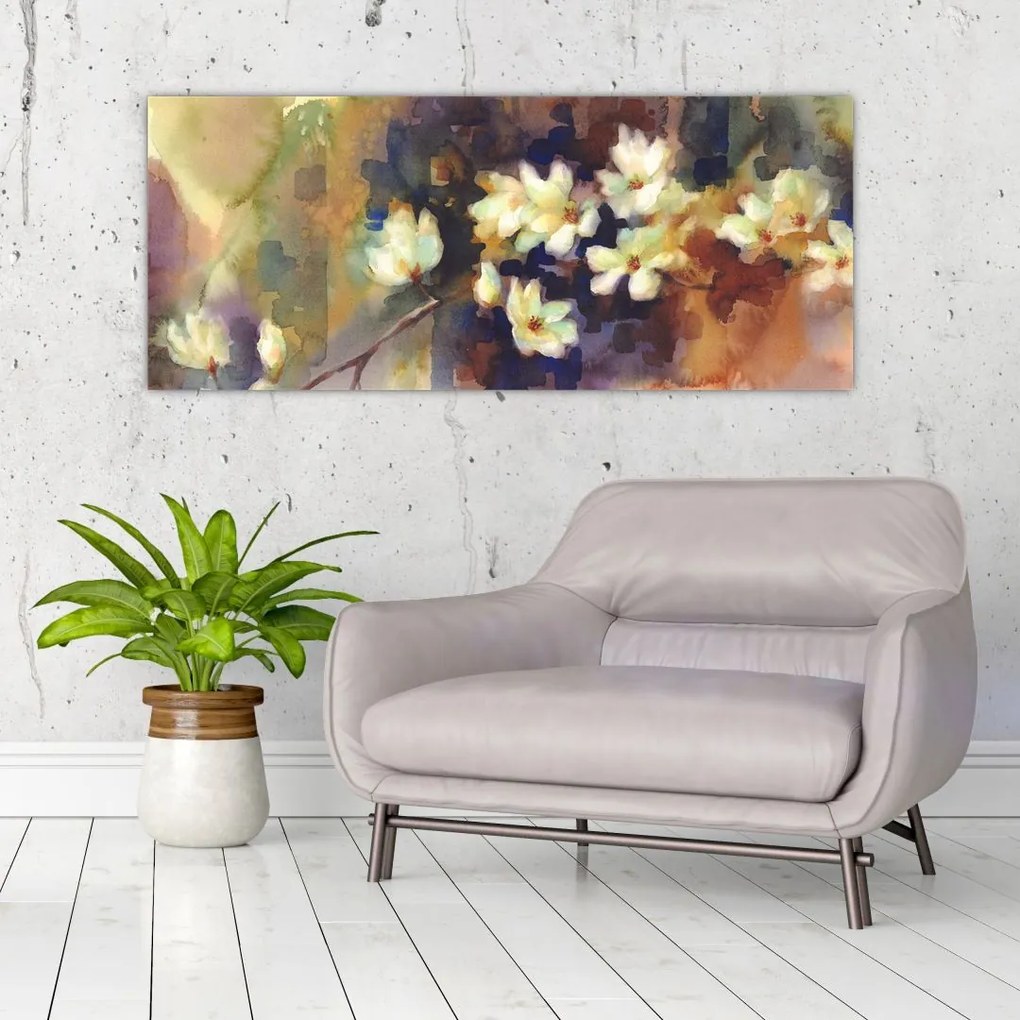 Tablou - Magnolii albe, pictură (120x50 cm)