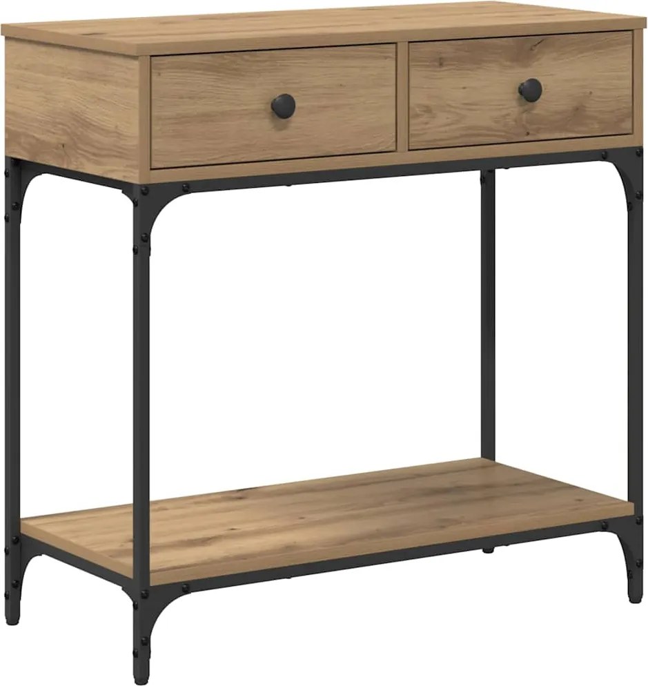vidaXL Masă de consolă cu sertar stejar artizanal 75 x 34.5 x 75 cm
