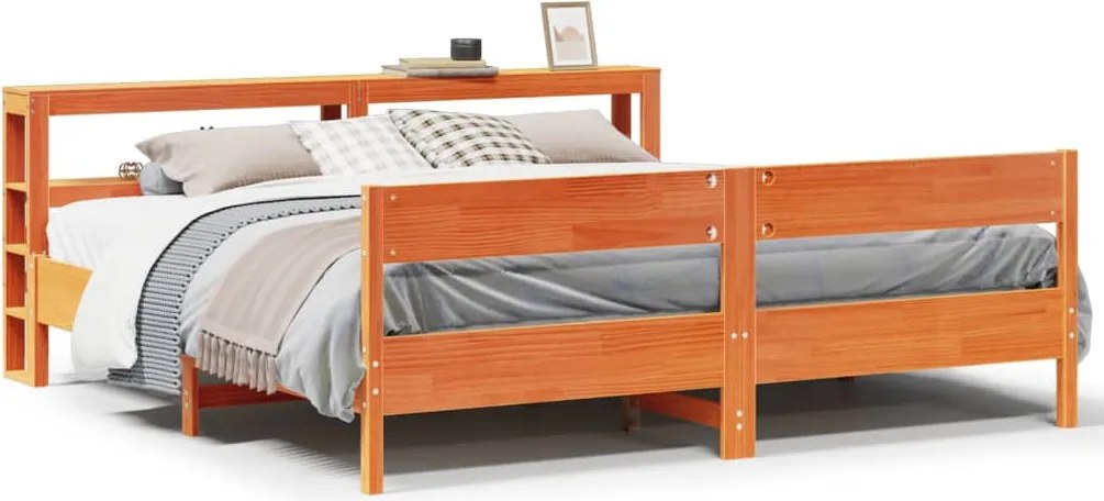 vidaXL Cadru de pat fără saltea, maro ceruit 200x200 cm lemn masiv pin