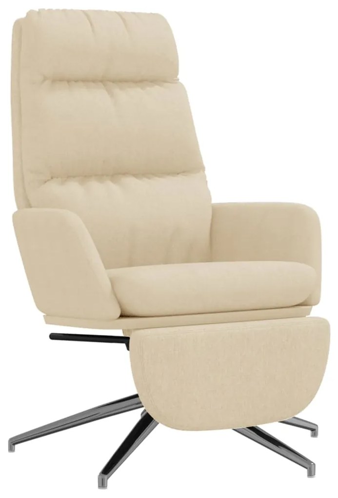 3097526 vidaXL Scaun de relaxare cu taburet, crem, material textil