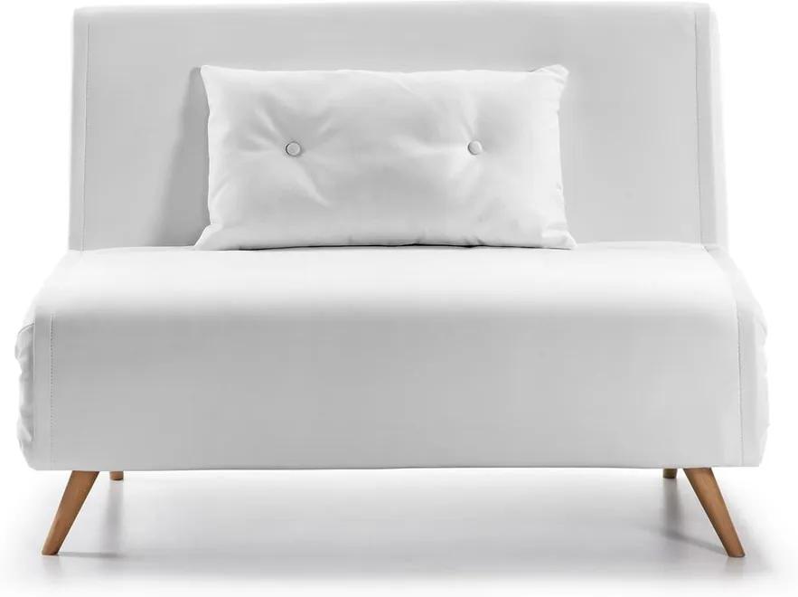 Canapea extensibilă cu husă din imitație de piele Kave Home Tupana, alb