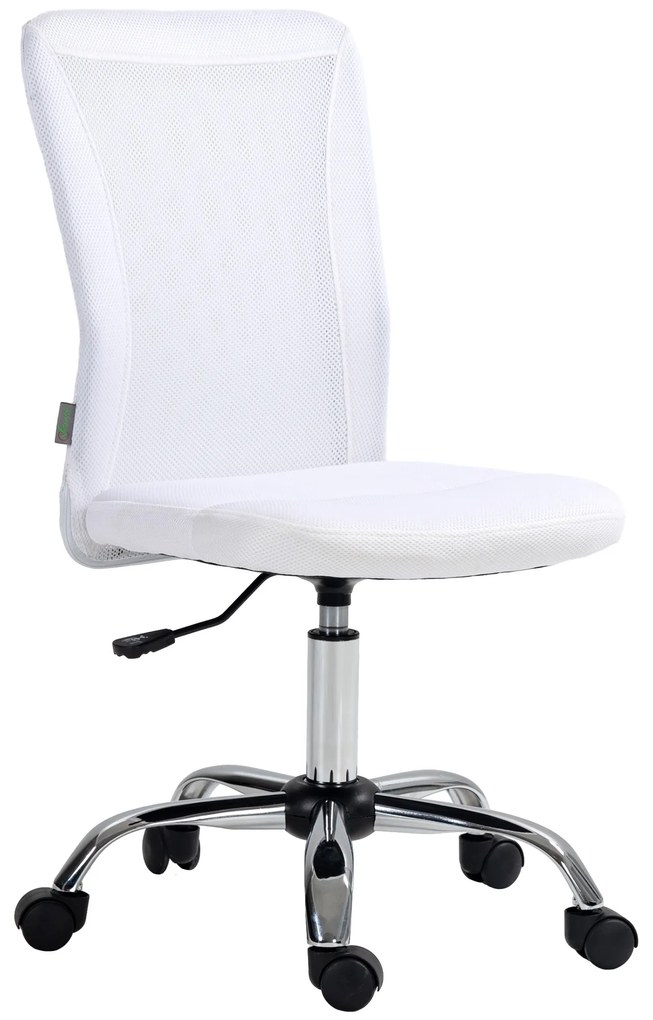 Vinsetto Scaun de birou ergonomic înălțime reglabilă picior cromat pivotant 360° îmbrăcăminte plasă albă | Aosom Romania