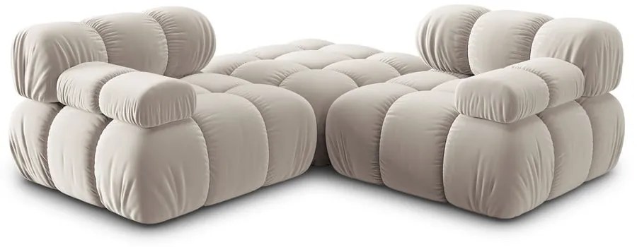 Colțar modular bej cu tapițerie din catifea (cu colț variabil) Bellis – Micadoni