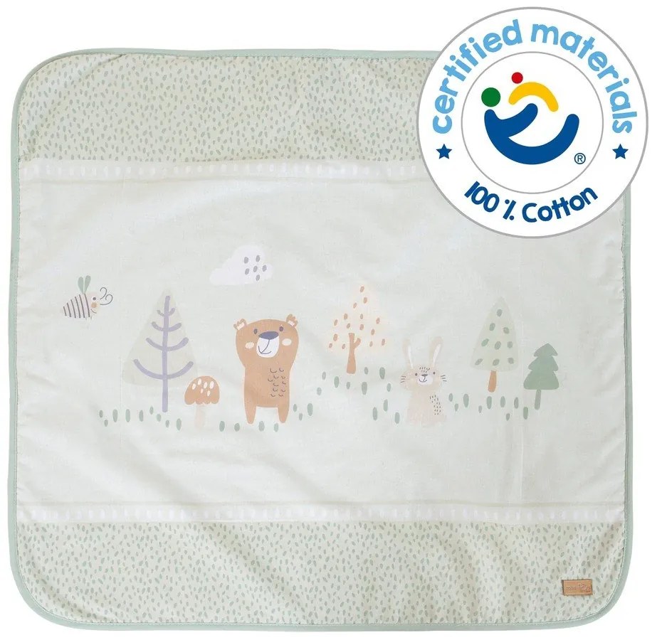Pătură pentru copii verde-deschis din micropluș/cocolino 80x80 cm Woodland Buddies – Roba