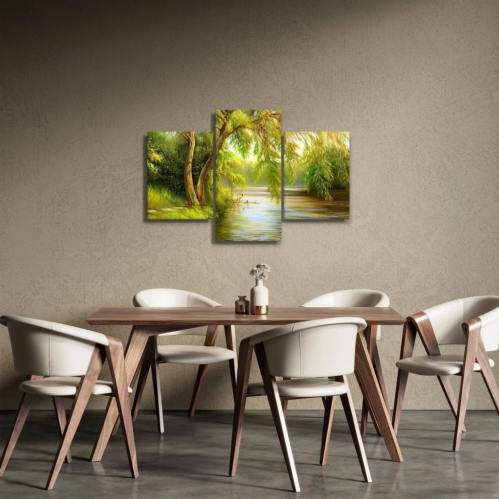 Tablou - Salcie lângă lac, pictură în ulei (90x60 cm)