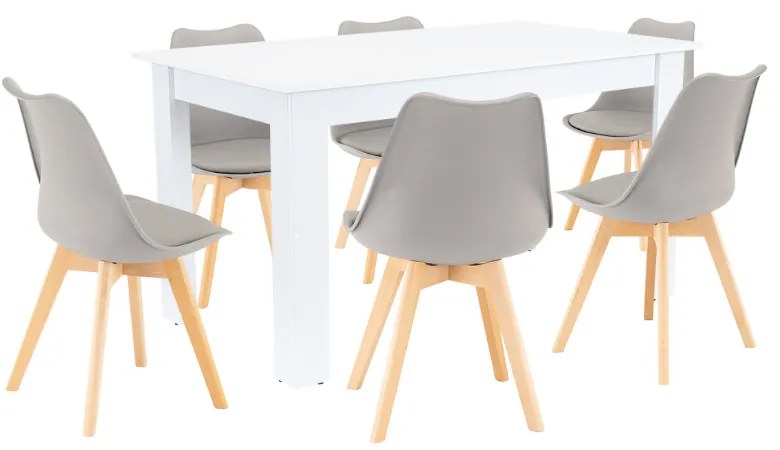 Set de masă Zara 6+1 gri-alb