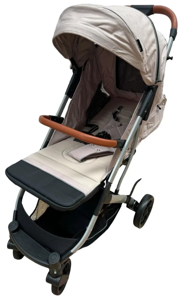 Carucior sport cu functie de pliere tip troller, sezut reglabil, husa pentru picioare si geanta 6-36 luni, Crem - CPC-62-crem
