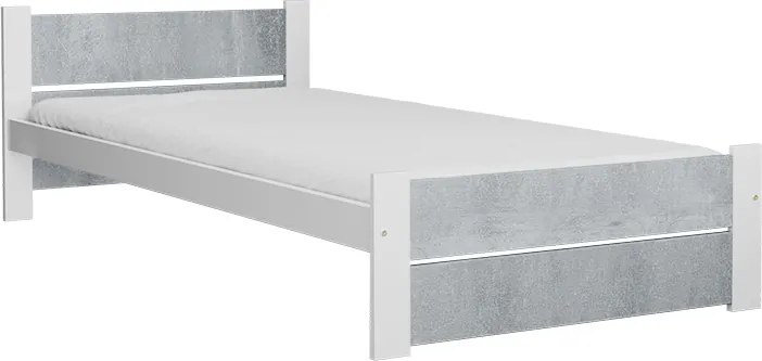 Pat IKAROS DOUBLE 90 x 200 cm, beton/alb Saltea: Matrace Sommera 18 cm, Somiera: cu somiera din lamele