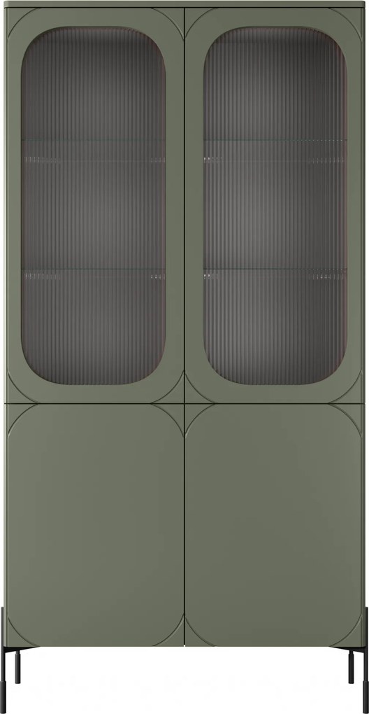 Vitrină cu patru uși Sonatia 100 cm - verde măsliniu