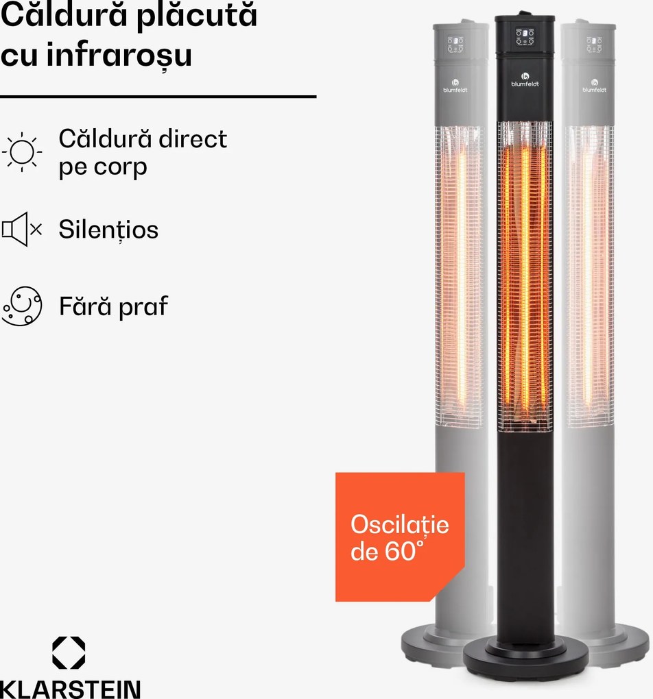 Blumfeldt Heat Guru, încălzitor cu infraroșu, 2000 W, 3 trepte de încălzire, telecomandă, negru