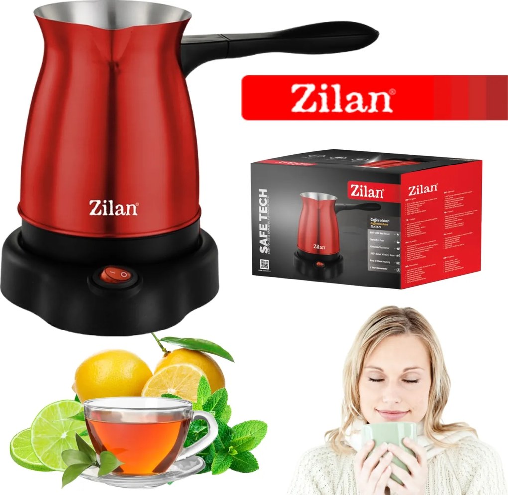 Ibric electric Zilan ZLN3627 Rosu, putere 800W, Capacitate 6 cesti