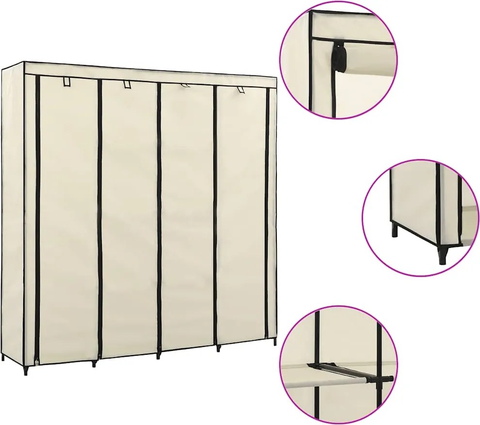 vidaXL Șifonier cu 4 compartimente, crem, 175 x 45 x 170 cm