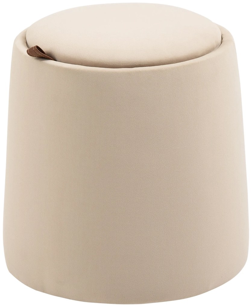 HOMCOM Otoman 2 în 1 cu catifea, cu depozitare și capac detașabil Φ44 cm x 47,5 cm Bej | Aosom Romania