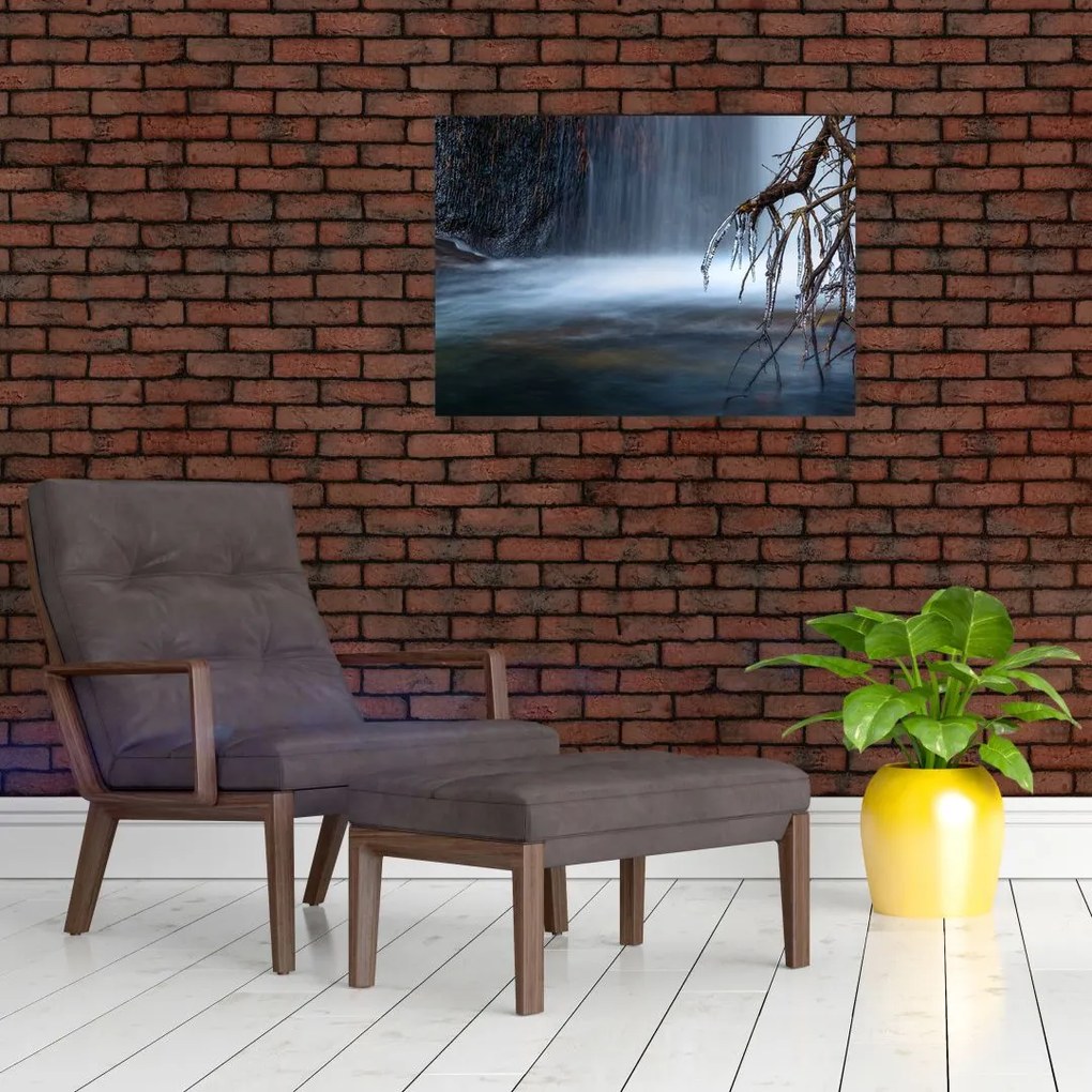 Tablou pe sticlă - Laguna de iarnă (70x50 cm)