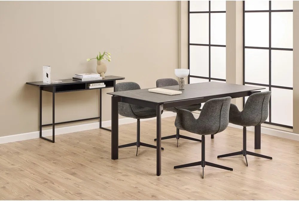 Masă consolă neagră cu aspect de lemn de frasin 40x140 cm Darlington – Actona