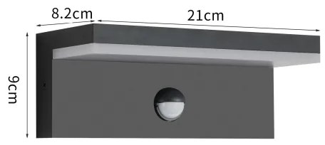 Brilagi-LED Aplica de exterior cu senzor TESSI LED/10W/230V neagră IP54