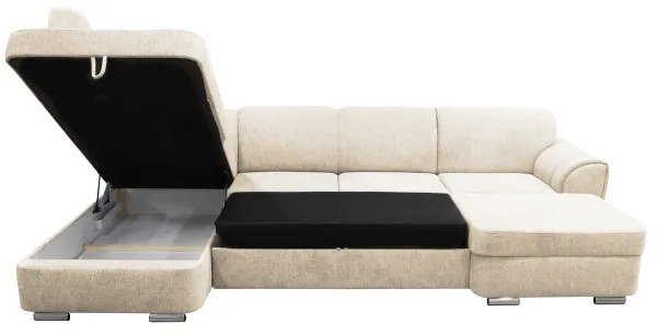 Colțar extensibil SERPA în formă de U, cu spațiu de depozitare, stânga, bej