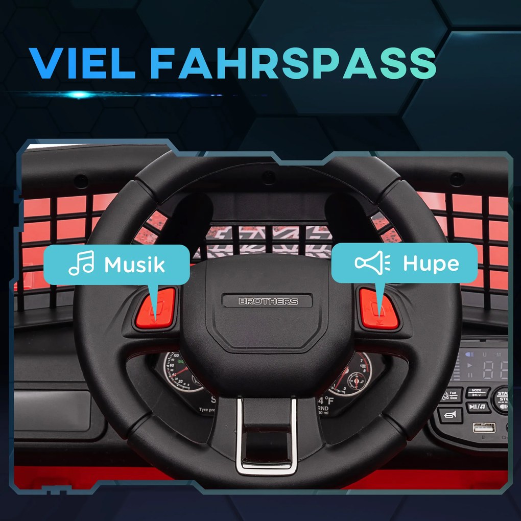 AIYAPLAY Mașină electrică pentru copii cu suspensie moale, control de la distanță, lumini LED, claxon, motoare 12 V, din plastic și metal, roșu | Aosom Romania