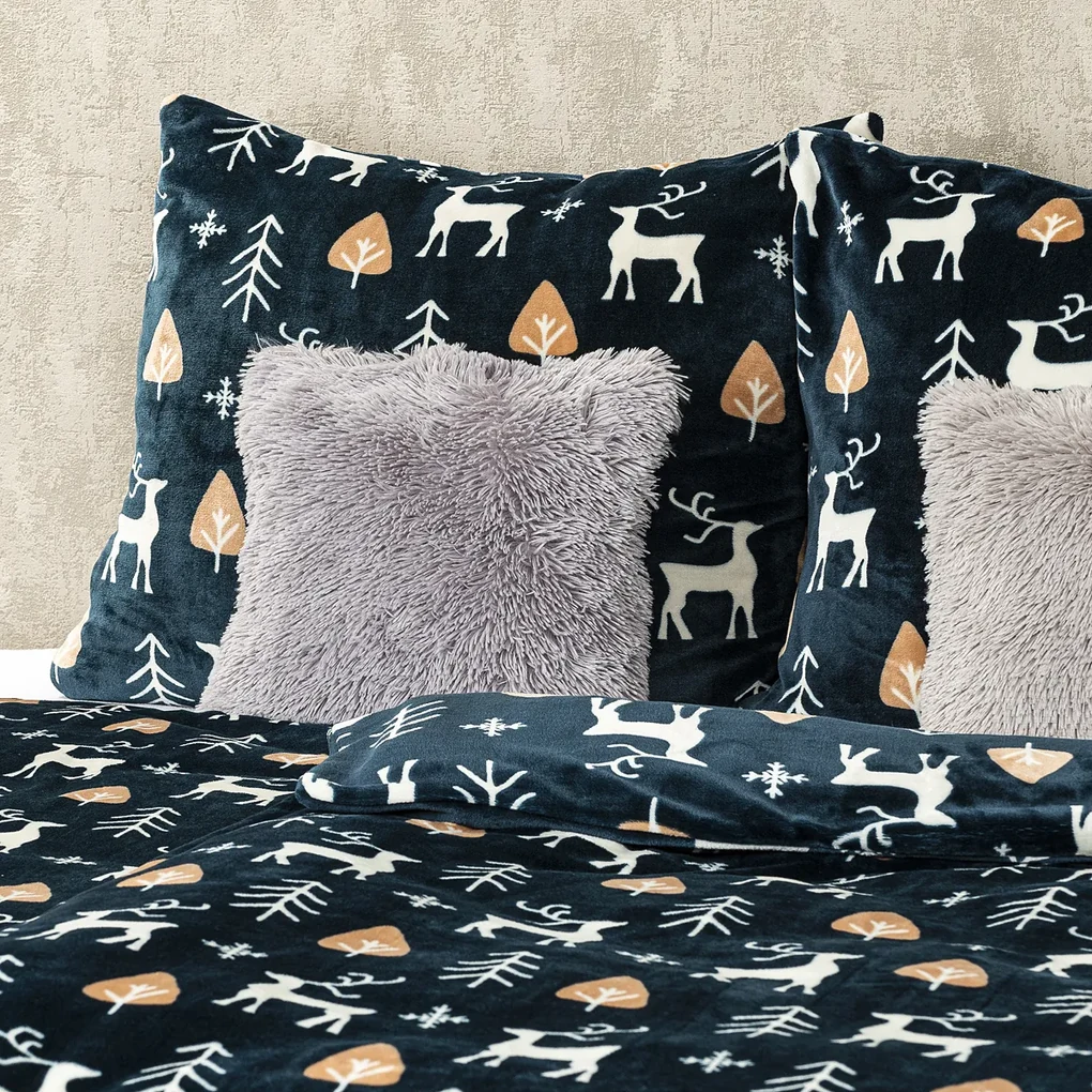 Lenjerie pat 1 pers. 4Home Nordic Deer microflanel, 140 x 220 cm, 70 x 90 cm