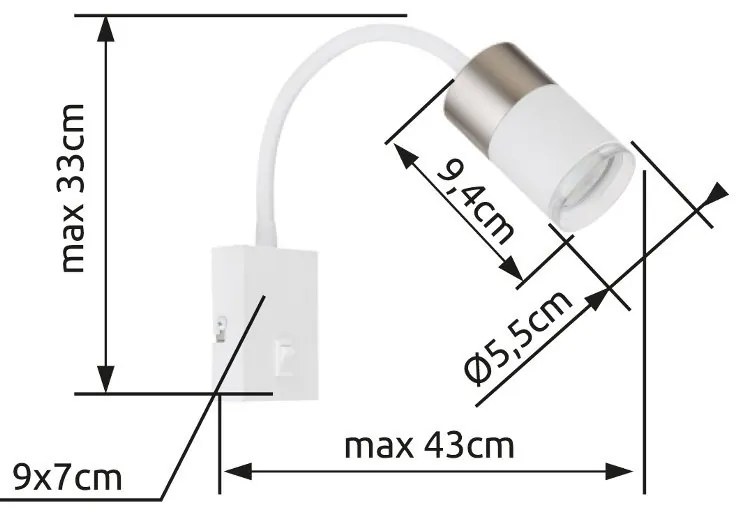 Aplica cu Spot directionabil BRISBON nickel/alb
