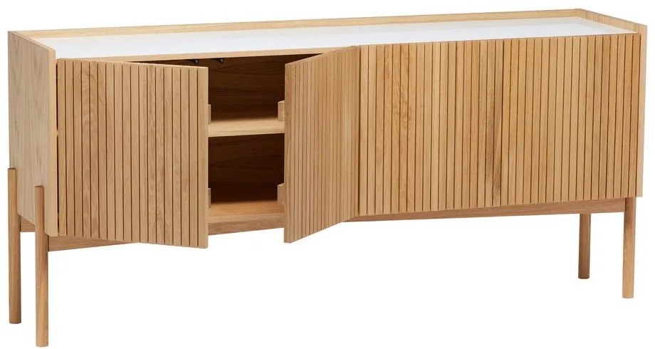 Comodă în culoare naturală joasă cu aspect de lemn de stejar 177x42 cm Bottrup – Woodman