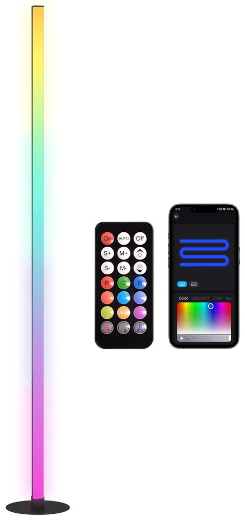 HOMCOM Lampadar LED RGBIC cu control APP si telecomanda, sincronizare muzica, 16 milioane culori, moduri de scenă și timer | Aosom Romania