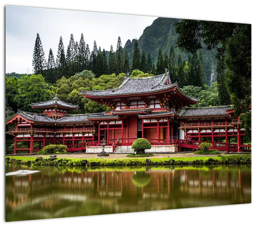 Tablou pe sticlă - arhitectura Chinezească (70x50 cm)