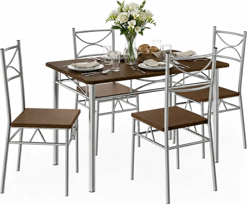 Set de mese de dining PAUL, 5 bucăți, stejar închis Casaria