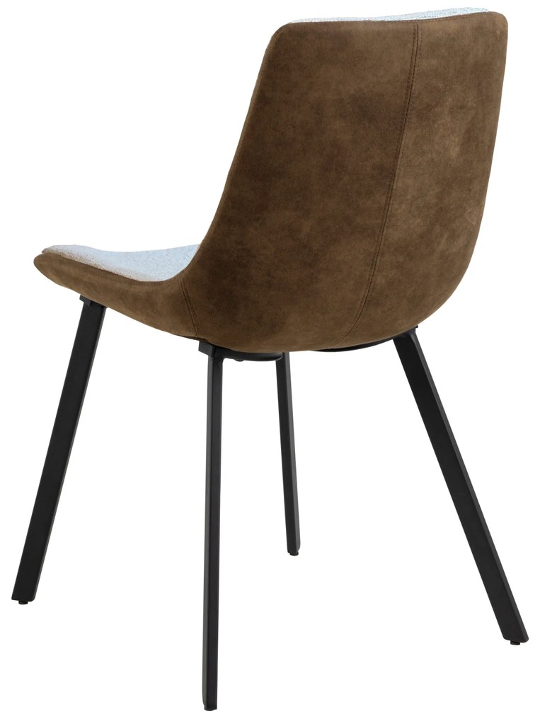 MAZZONI EXPORT IDA Crem și Maro (material Monza 90/Preston 22) - SCAUN TAPIȚAT BOUCLÉ MODERN PENTRU SALON/SUFRAGERIE LOFT