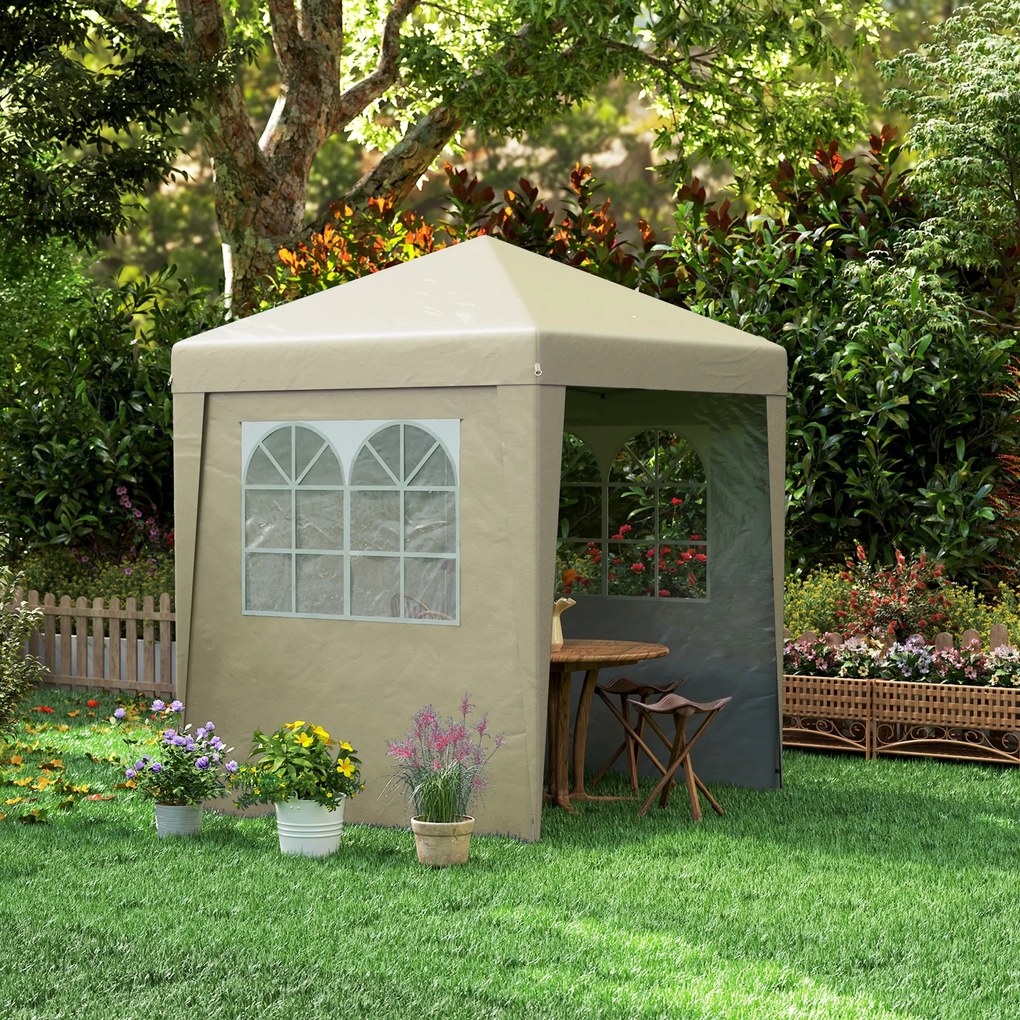 Outsunny Tonnelle barnum de grădină pop-up pliabilă reglabilă în înălțime protecție UV 30+ 3 pereți laterali bej | Aosom Romania
