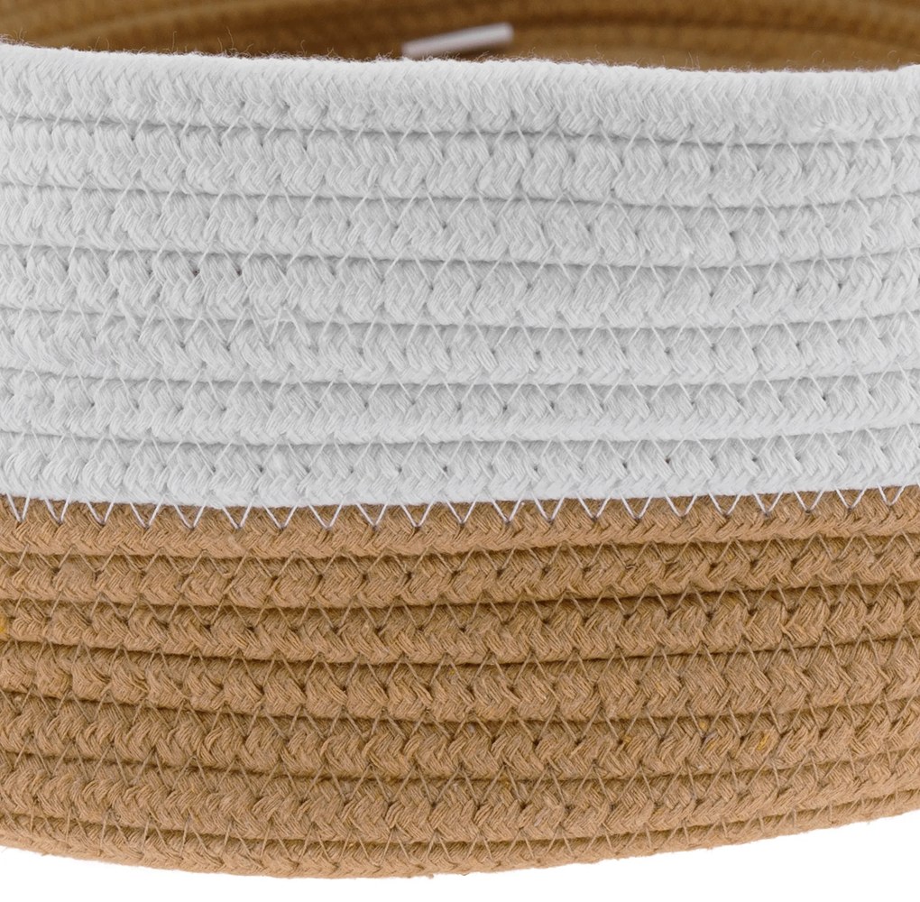 TEMPO-KONDELA SABI, coş tricotat, alb/ natural, 60x12,5 cm