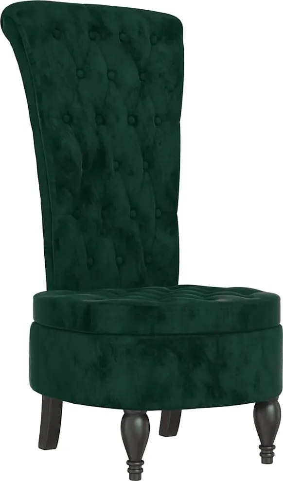 vidaXL Fotoliu cu spătar înalt verde închis catifea design cu nasturi