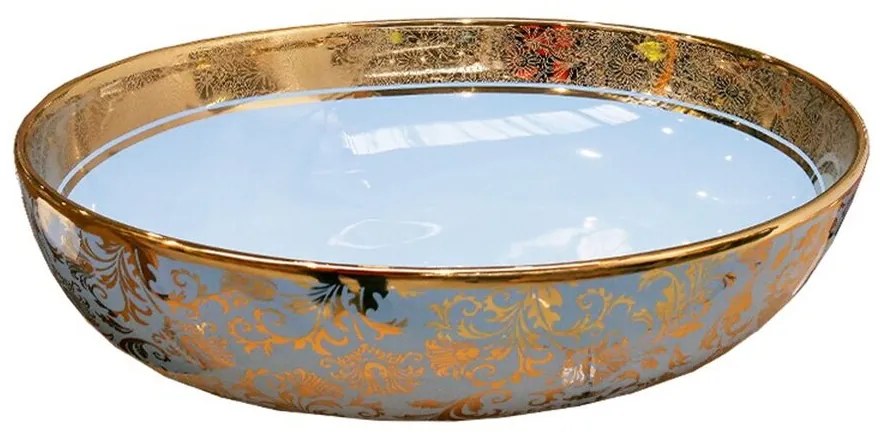 Lavoar pe blat Rune Ingvar oval 51 cm albastru-auriu lucios