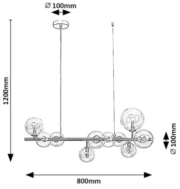 Lustră pe cablu Rabalux 72298 ASLOV 10xG9/28W/230V