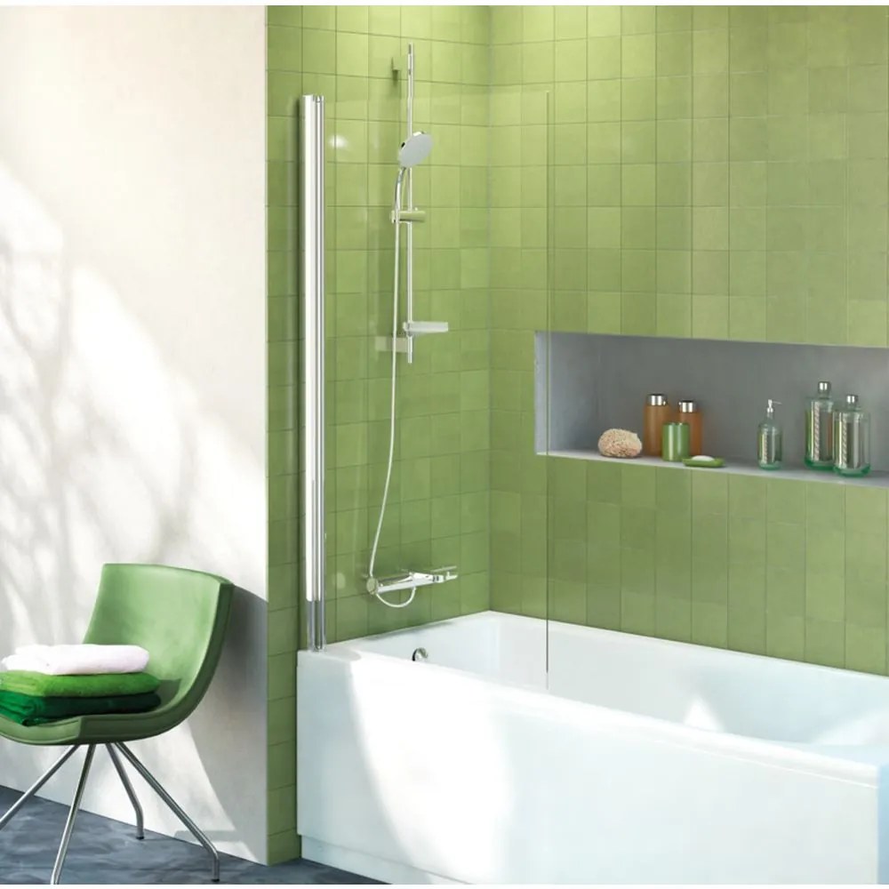 Paravan cada, 80x140 cm, silver bright   sticla transparenta