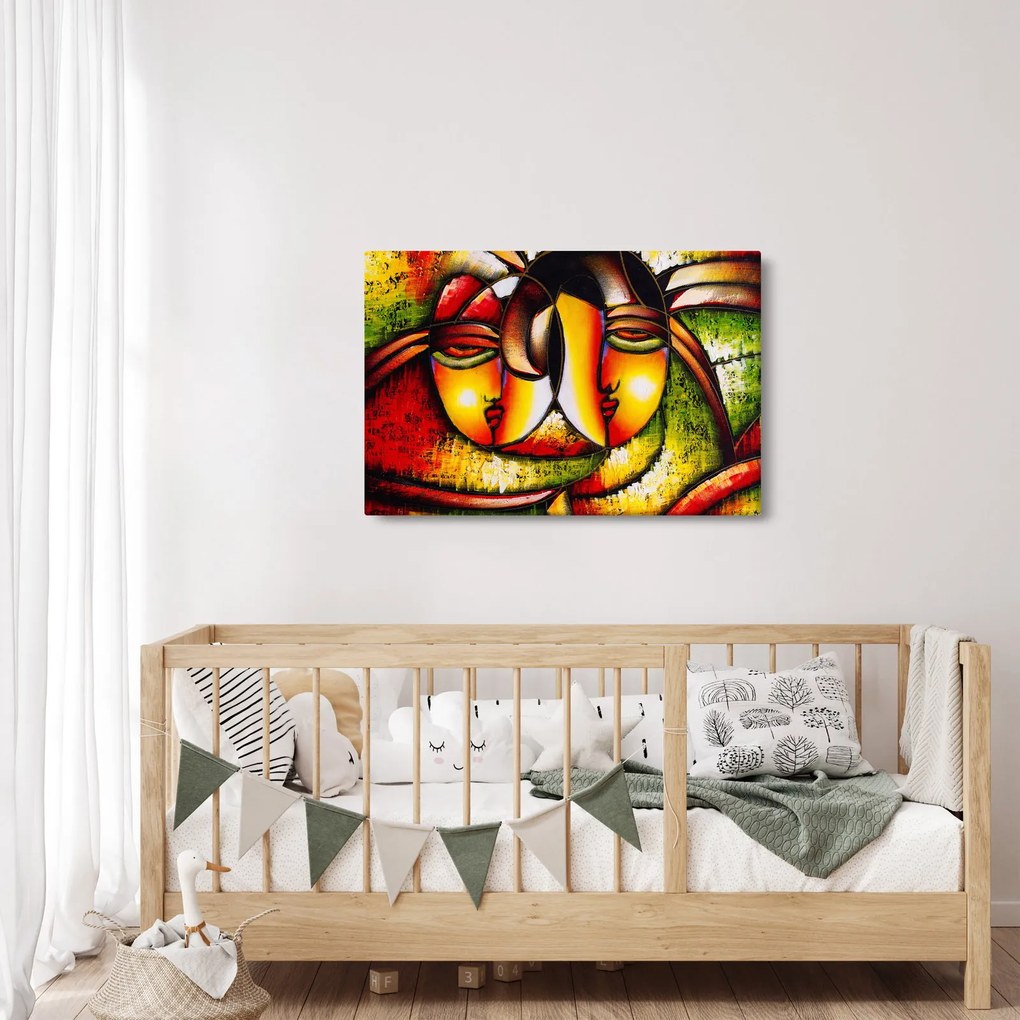 Tablou - Pictură în ulei, chipuri abstracte (90x60 cm)