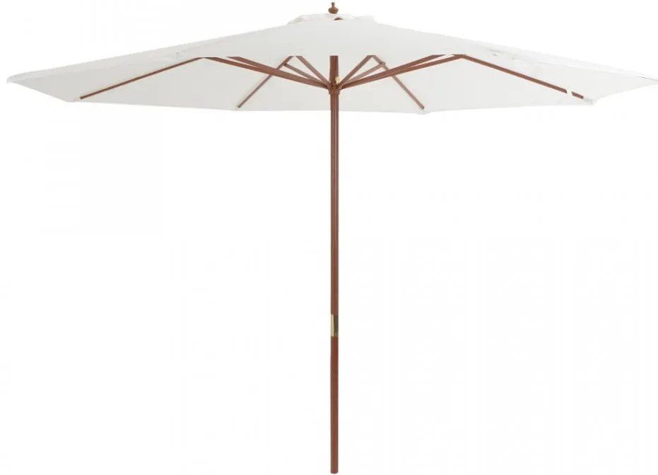 Umbrelă de soare exterior, stâlp din lemn, alb nisipiu, 350 cm