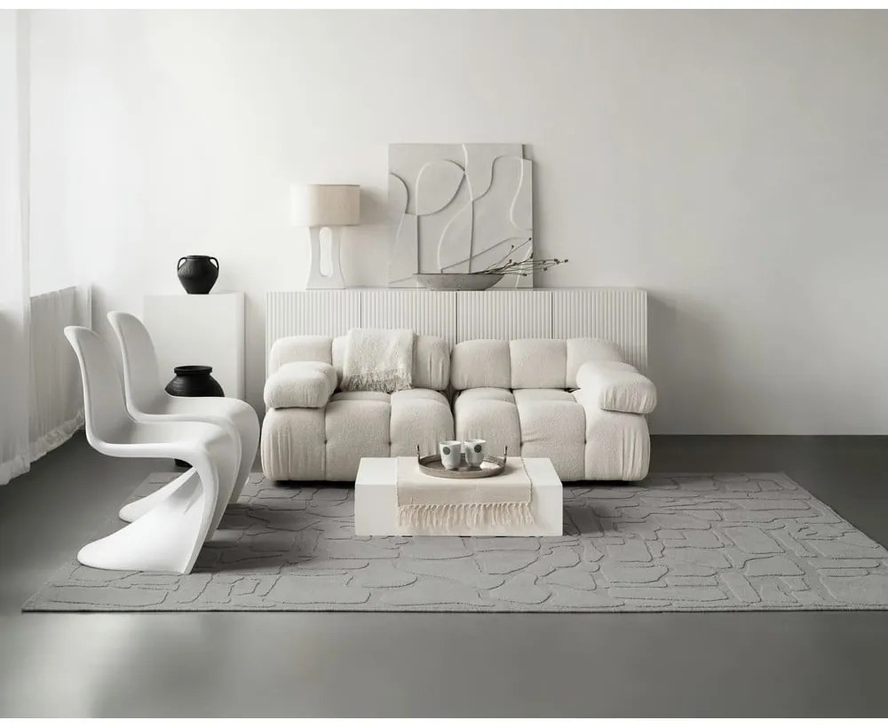 Covor gri din lână 200x300 cm Morphic Dunes – Agnella