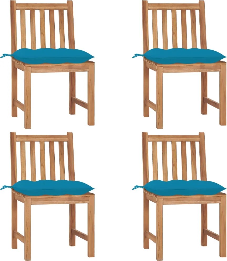 vidaXL Scaune de grădină cu perne, 4 buc., lemn masiv de tec