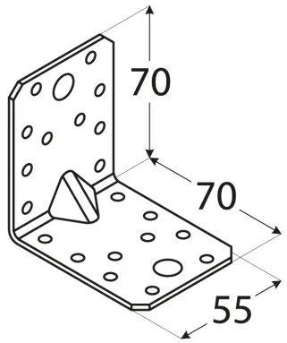 Coltar inclinat la 90° cu ranforsare pentru constructii model KPL (Dimensiuni: 90x90x65x2 mm)