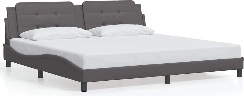 vidaXL Cadru de pat fără saltea, Zadar, gri, 200x200 cm, piele ecologică