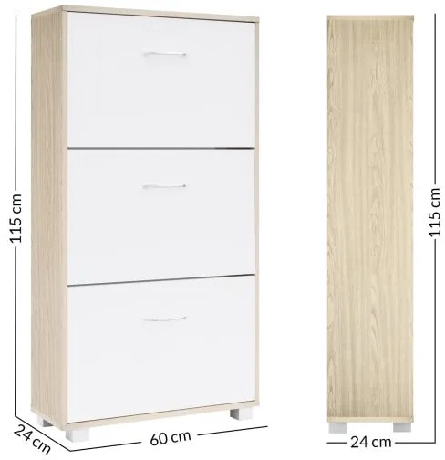 Deuba Dulap pantofi 115x60x24 cm - stejar/alb