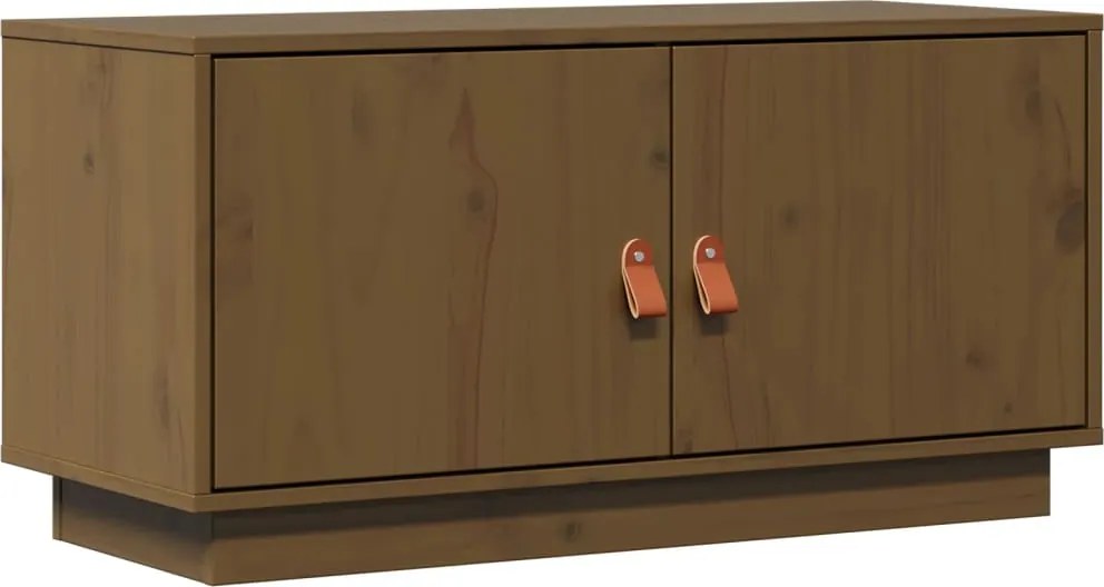 vidaXL Comodă TV, maro miere, 80x34x40 cm, lemn masiv de pin