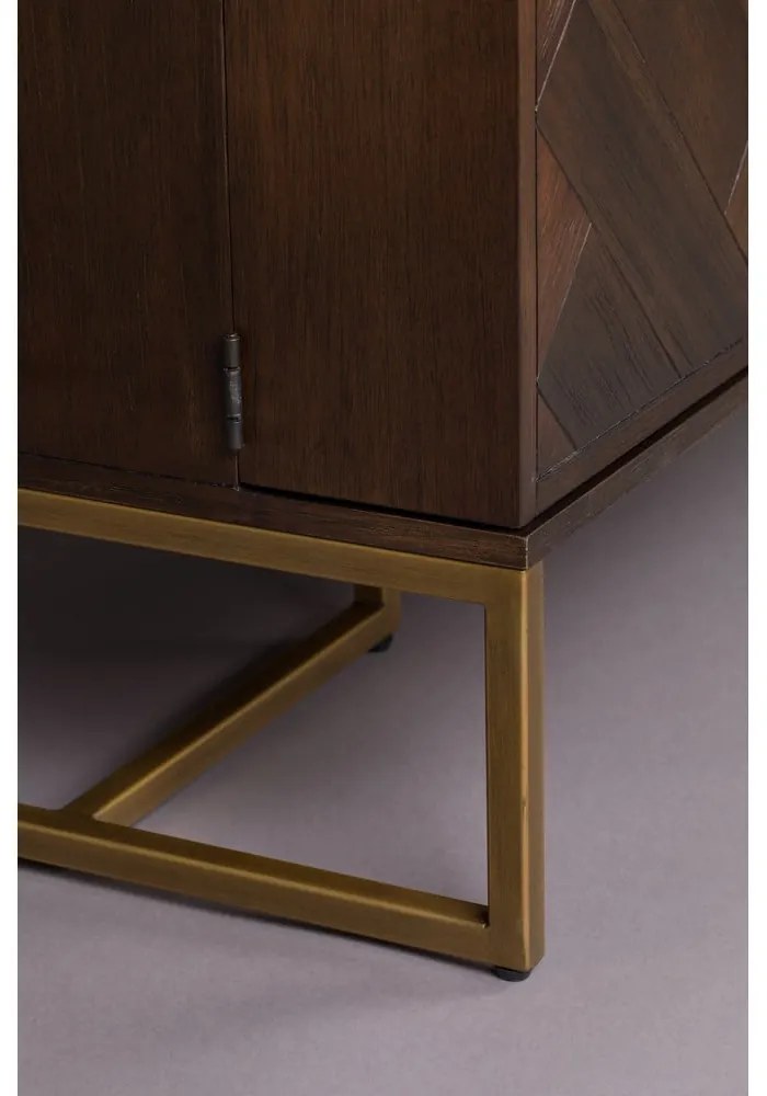 Dulap vinotecă cu aspect de lemn exotic în culoare naturală număr sticle 24, 100x100 cm Class - Dutchbone