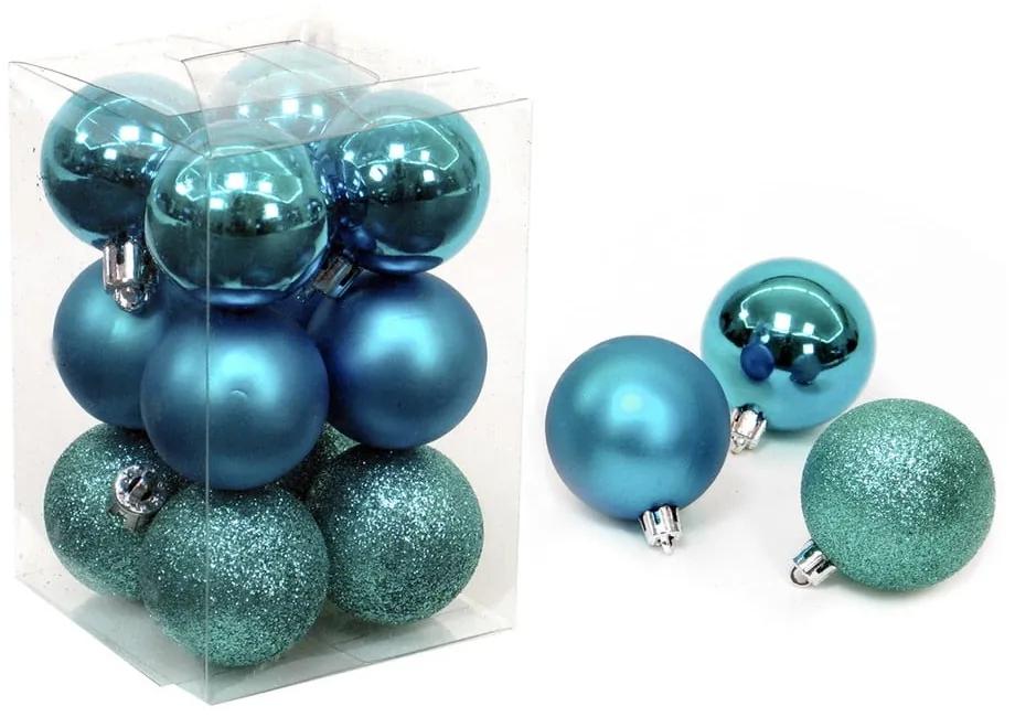 Set 12 globuri turcoaz de Crăciun Navidad Unimasa, ø 4 cm