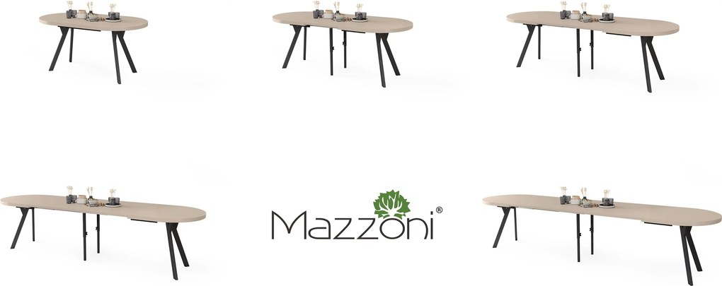 Mazzoni Masă ovală extensibilă EXPANSO Cașmir / picioare negre