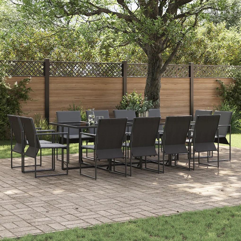 vidaXL Set de masă pentru grădină 13 pcs Negru Oțel